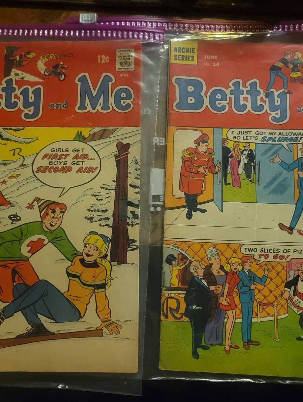 Vintage 1968 Betty and Me Comic Book Pair - Red & Cream Covers